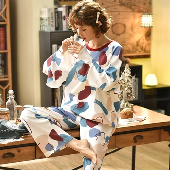 

2020 Spring Casual Pajama Sets For Women Autumn Long Sleeve Pants Premium Pyjamas For Woman Wear Comfortable Pijama Sleepwear