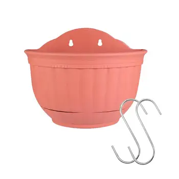 

Plastic Wall Hanging Flower Pot With Hooks Semi-Circular Imitation Leather Pendant Pot