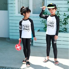 New Model Boy Girl Rash Guard Children 2 Pieces Swimsuit Child Long Sleeve Surfing Wear Boys Bathing Suits Girls Beach Wear