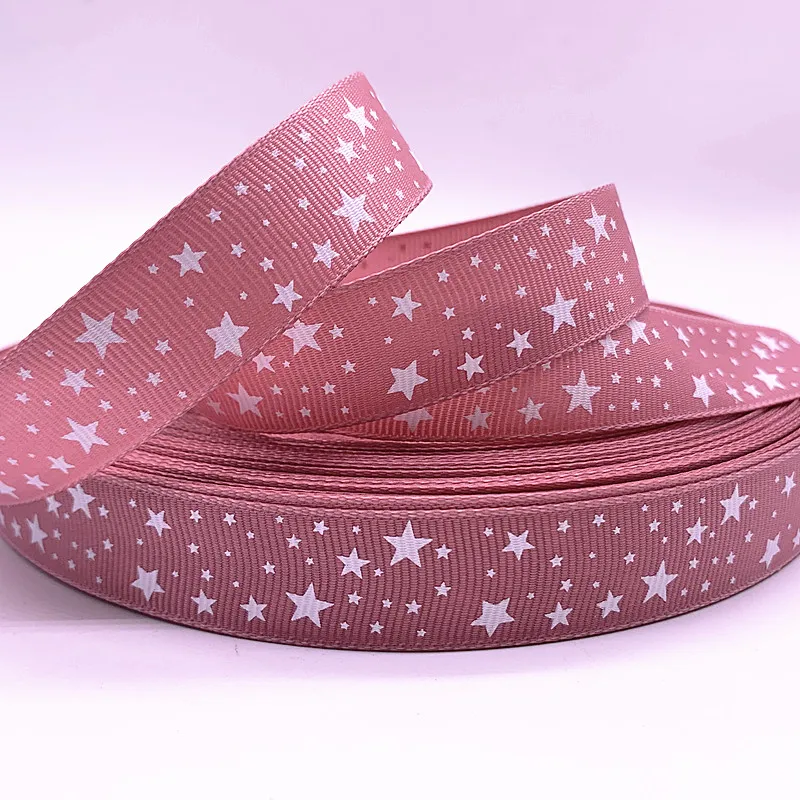 5 ярдов 15 мм 20 25 38 Mauve Grosgrain ленты печатные звезды для рождественских свадебных украшений DIY шитье