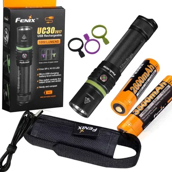 

FENIX UC30 2017 version USB Rechargeable 1000 Lumen Cree LED Flashlight with 2 x 18650 battery, holster