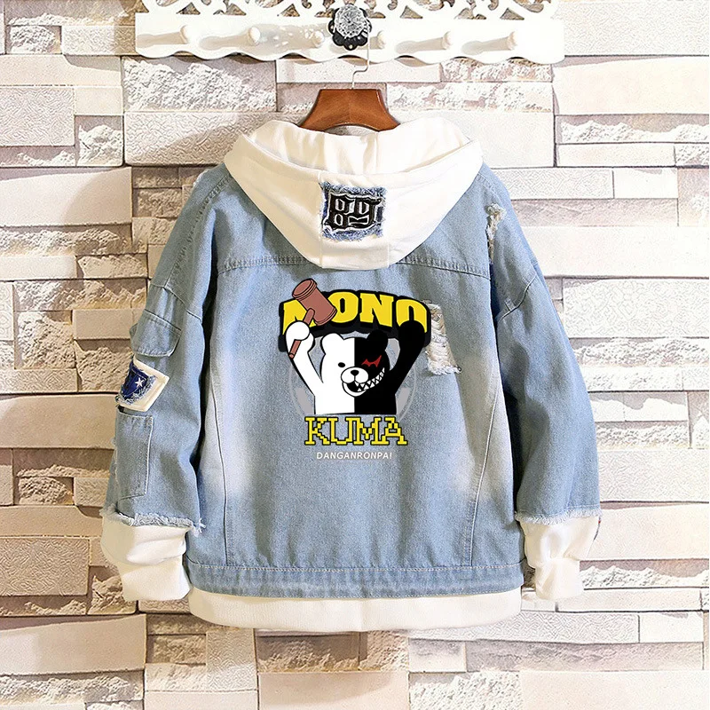 

Женская джинсовая куртка Danganronpa джинсовые худи, пальто на молнии с капюшоном для взрослых на Хэллоуин