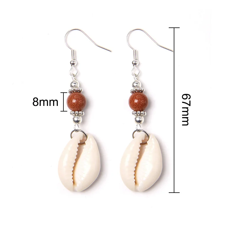 Shell Cowrie Natural Stone Beads Drop Earrings Fashion Seashell Statement Eardrop Danglers Women Summer Jewelry Gifts