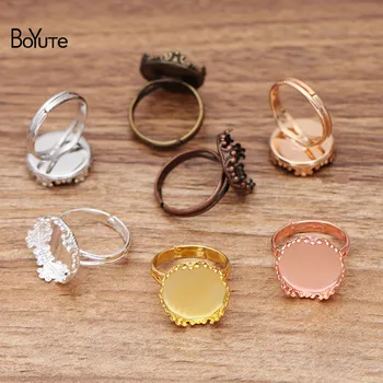 

BoYuTe (40 Pieces/Lot) Round 15MM Cabochon Base Ring Settings Metal Brass Adjustable Ring Blanks Diy Jewelry Accessories