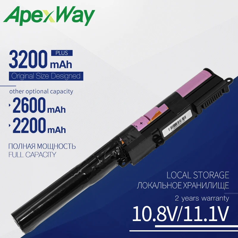 ApexWay 11.1V Laptop Battery A31N1519 for ASUS X540L X540LJ X540SA Series X540SC X540YA X540S 3ICR19/66 3200mAh 3 Cell |