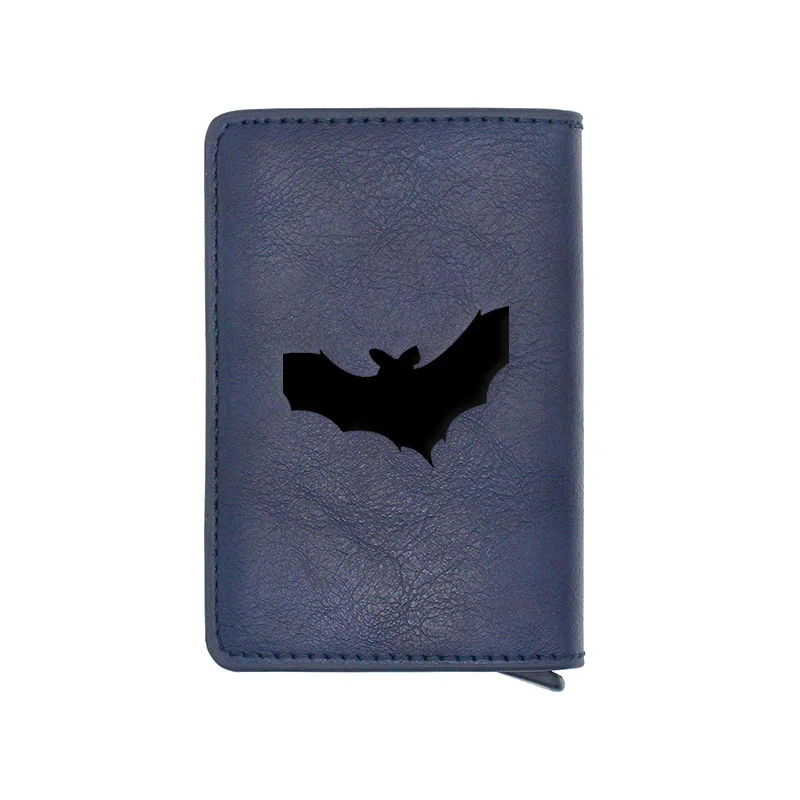

Classic Vintage Halloween Bat Design Card Holder Wallets Men Women Rfid Leather Short Purse Slim Mini Wallet Money Bag Gifts