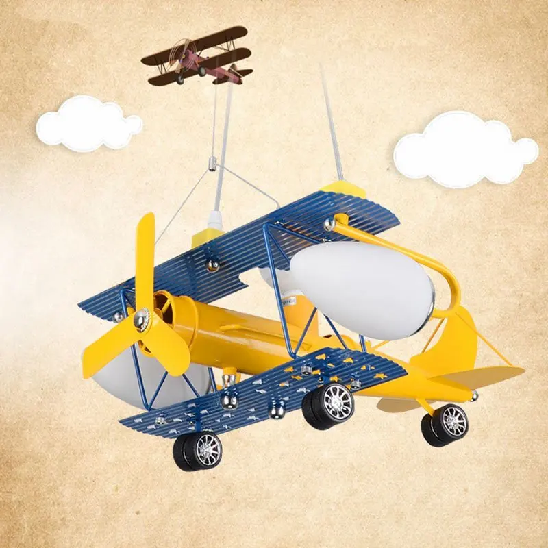 

modern Creative Retro Children's Aircraft Pendant Lights Plane Kids Bedroom Led Hanging Lamp Cartoon decor indoor home Fixtures