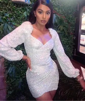 

Hot Sale Women Long Sleeve Silver Mesh Sequins Women Set 2019 Elegant Designer Women's Set