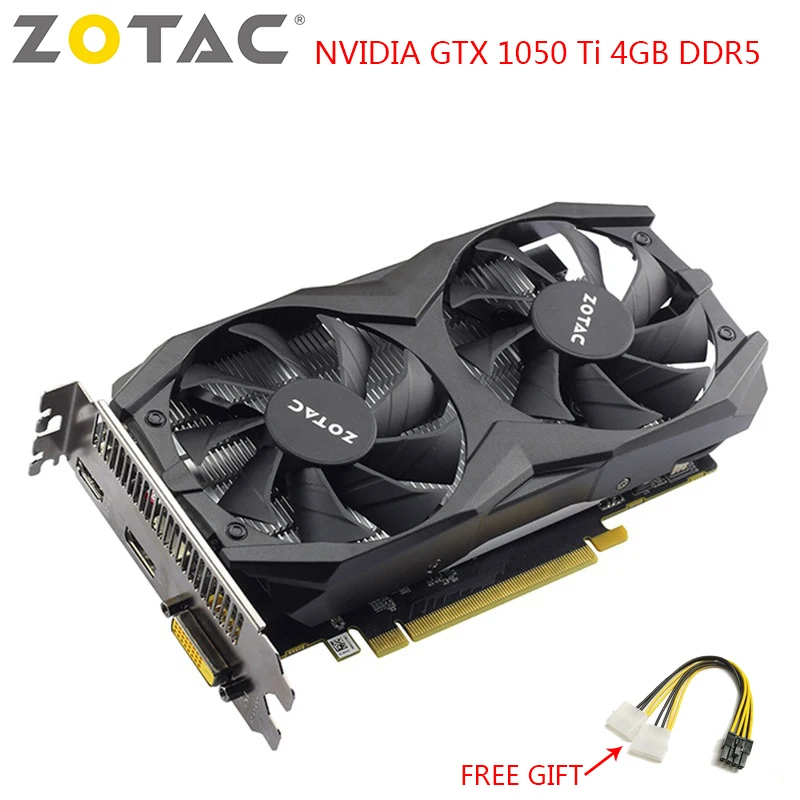 Видеокарта ZOTAC NVIDIA GTX 1050 Ti для игрового ПК видеокарта GeForce 4 ГБ DDR5 128 бит б/у игровые