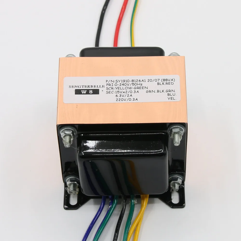 Трансформатор усилителя 88VA (88 Вт) Выход: 220 В + 6 3 15 X2 DIY Hi-Fi EI Аудио мощности |