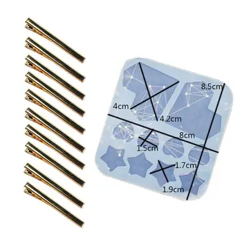 

DIY Heart Star Barrettes Silicone Epoxy Resin Molds Hair Pin Acrylic Mold Alligator Hair Clip Molds Jewelry Making Tools
