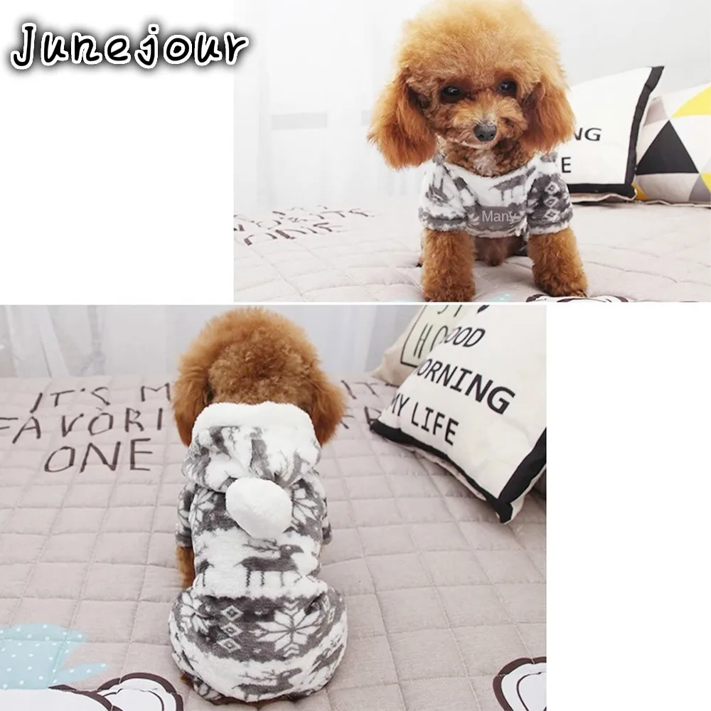 

100% Cotton Deer Print Pet Dog Warm Clothes Puppy Jumpsuit Hoodie Coat Doggy Apparel Keep Warm Dog Clothes Pet Clothes