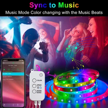 

65.6ft Smart LED Strip Lights LED Music Lamp Phone Bluetooth Control Time Function Adjustable Colorful Light Belt