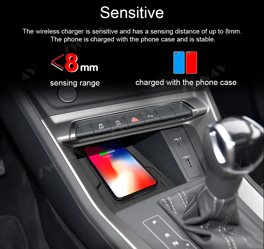 QI car Infrared Fast wireless charger For Audi Q3 2020 car Infrared Fast Wireless Charging Car Phone Holder for iphone Samsung