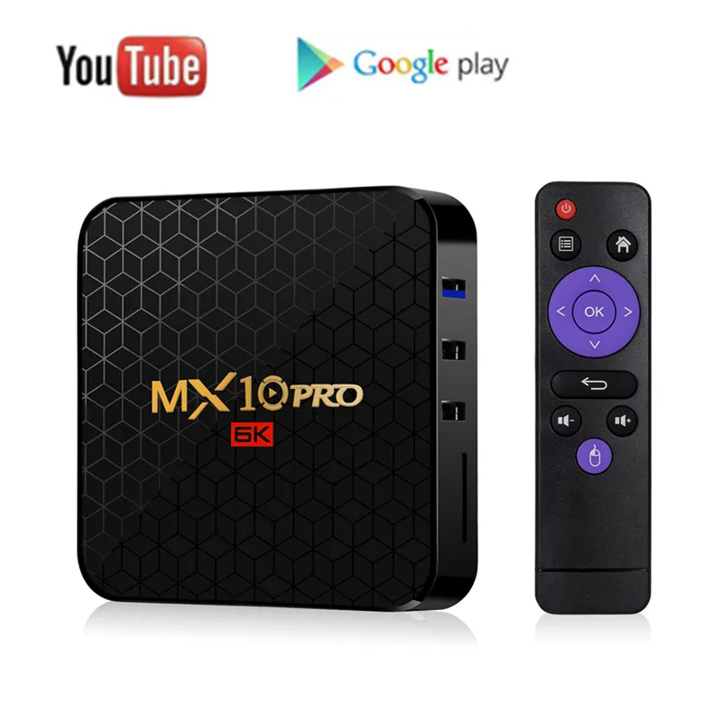 Boîtier smart tv mx10 pro 6k, android 9.0, allwinner h6, quad core, 4 go ram, 64 go 32 go rom, usb 3.0, wi-fi 3d, 6k uhd h.265