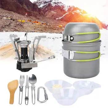 

Portable Survival Gas Cooker Cookware Camping Stove Outdoor Camping Picnic Set Combination for 1-2 People