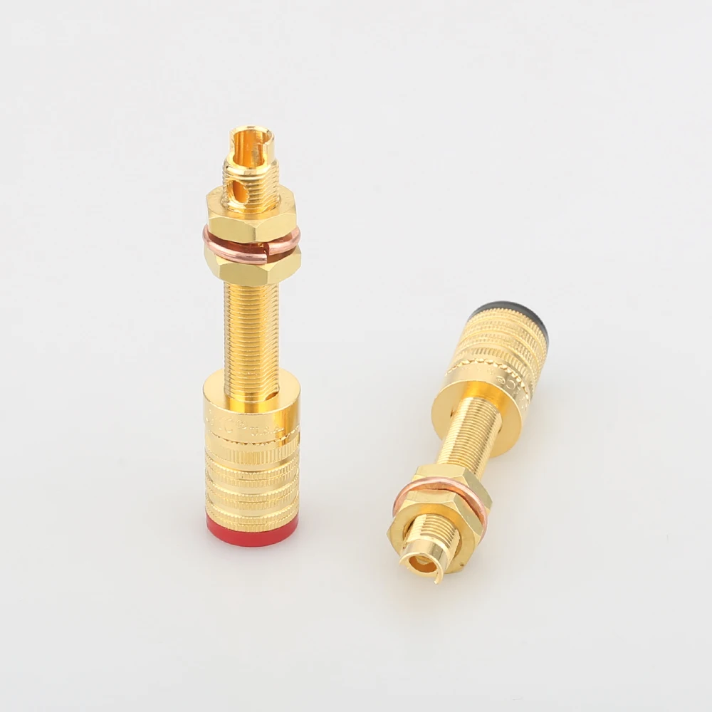4Pcs Cmc Audio 24K Placcato Oro Terminale Del Diffusore Hifi Speaker Amp Lungo Binding Post