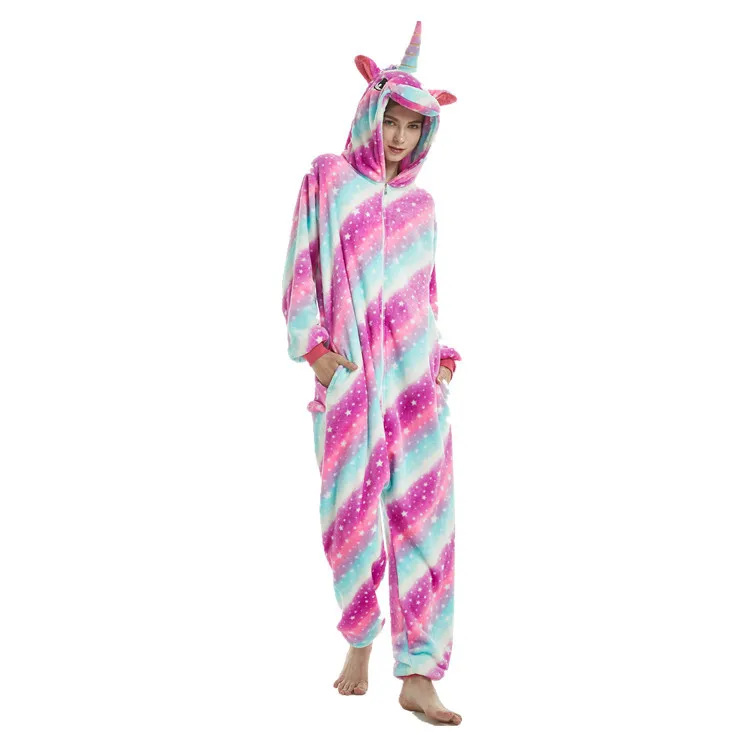 Кингуруми зимние пижамы в виде животных needle unicornio пижамы розовый костюм «Единорог» Дамская Мужская нейтральная Фланелевая пижама в виде единорога для взрослых - Цвет: as picture