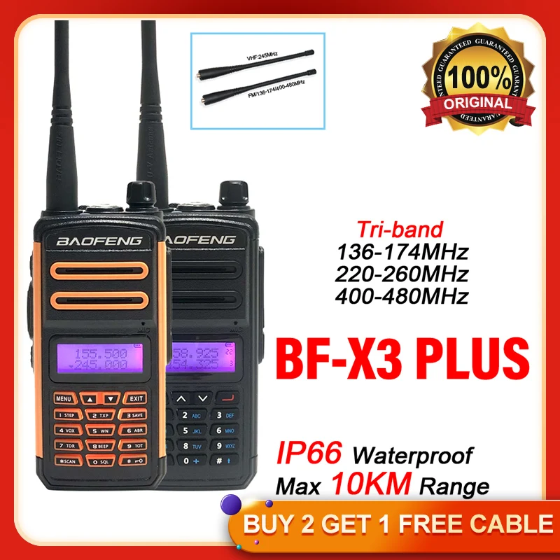 Baofeng BF-X3 PLUS Long Range Tri-Band Portable Walkie Talkie VHF/UHF PTT Two Way Radio UV5R Update Version Amateur Ham | Мобильные
