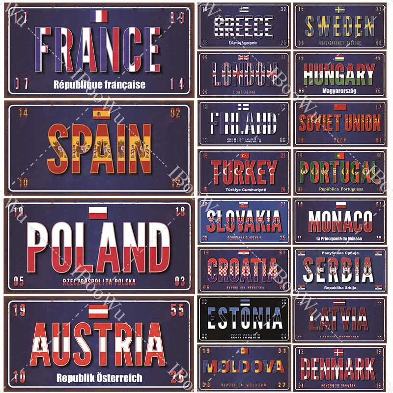 Retro Rust Wall Country Metal Tin Sign Lices Plate Decor Placca Vintage Poster Bar Pub Club Decoration