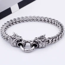 Ювелирные изделия в стиле хип-хоп, 6 мм, ширина 316L, нержавеющая сталь, двойной браслет с головой дракона, мужские браслеты дружбы, мужские браслеты, мужские браслеты, новинка
