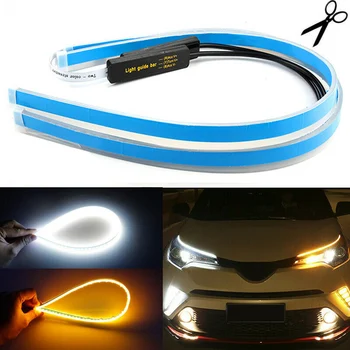 

2 Pcs 60CM Flexible Amber Sequential LED Strip Tube DRL Turn Signal Light Lamp。