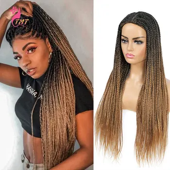 

30Inch Box Braids Wig Long Hair Synthetic Long Braided Wigs For Black Women Heat Resistant Fiber Micro Braids Cosplay Long Wig