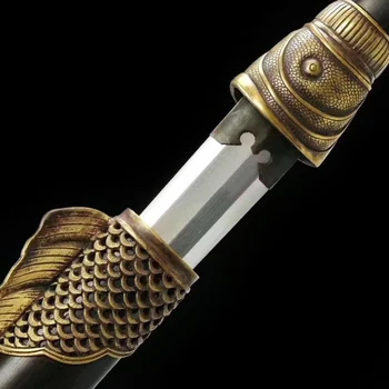 

Handmade Folded Steel octahedral Short Chinese Sword Copper fittings The hidden dagger Sharp Yuchang Knife Fish type Sword