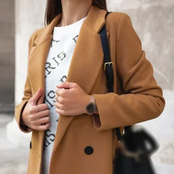 

2020 Fashion Autumn Women Slim Blazers Jacket Female Work Office Lady Khaki Black Gray Pockets Notched Blazer Coat S-3XL