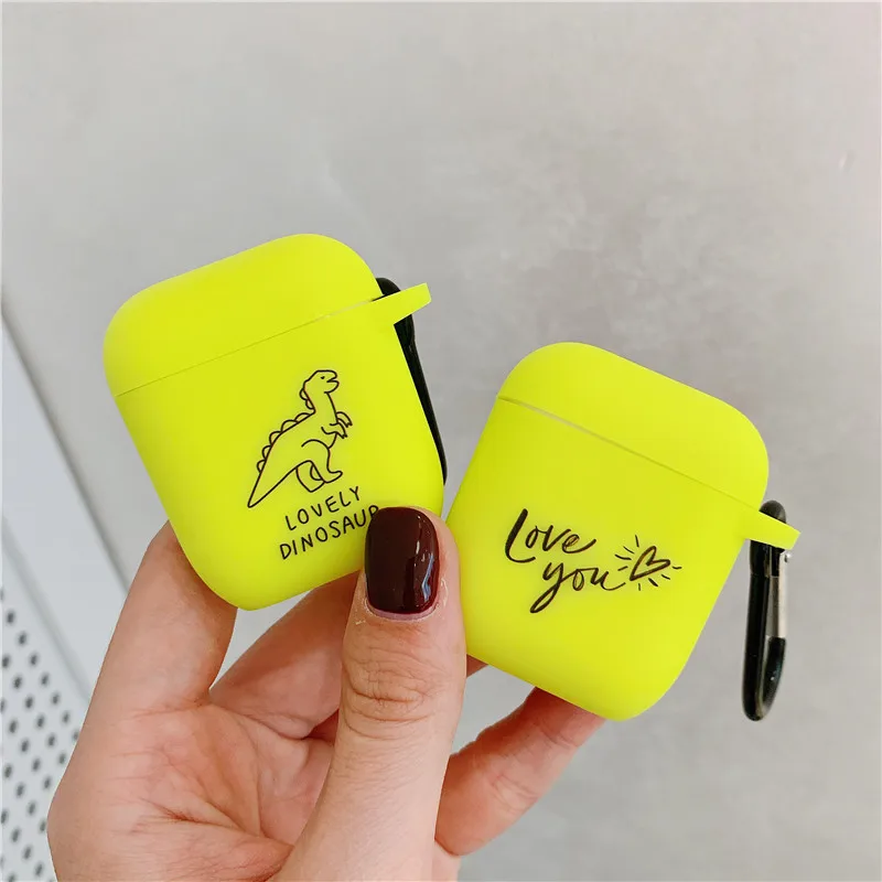 Флуоресцентные цветные буквы чехол для Apple Airpods 2/1 чехол милый Bluetooth защита для наушников Мягкий чехол для Air pods Чехол Коробка