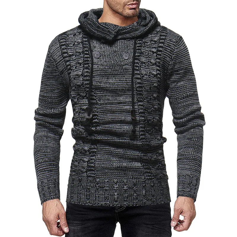 ZOGAA Men's Sweater Winter Double-Breasted Knitted Pullovers Jumpers Coat Hooded Slim Tops Outwear Casual Slim Turtleneck Tops ZOGAA Men's Sweater Winter Double-Breasted Knitted Pullovers Jumpers Coat Hooded Slim Tops Outwear Casual Slim Turtleneck Tops