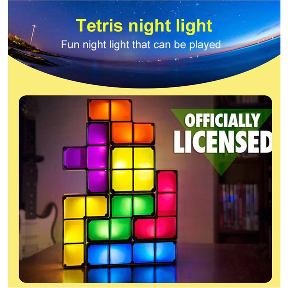 7 Pieces LED Induction Interlocking Lamp DIY Tetris Night Light Colorful Stackable Tangram Puzzles 3D Toys Ideal Gift|LED Night Lights| - AliExpress