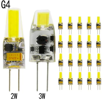 

20PCS/lot High quality 2W 3W ACDC 12V COB LED G4 led Bulb 360 Beam Angle Replace 10W 20W Halogen Chandelier Lights Mini G4 LED