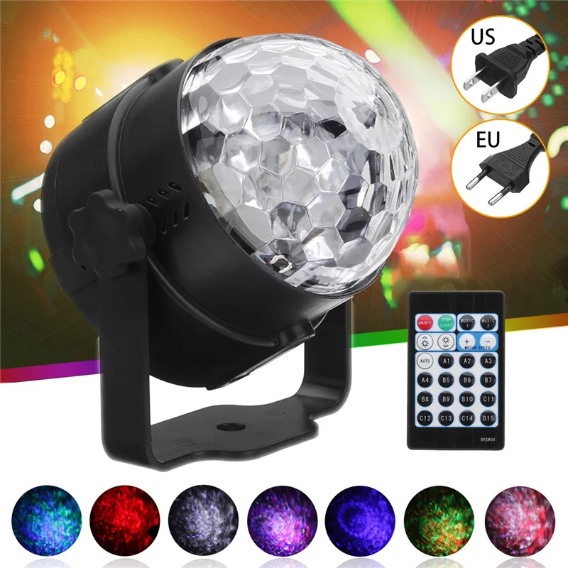 

Mini RGB LED Light Crystal Ball Self-propelled Flash Mode Remote/Voice Control for DJ Part Disco Club Home KTV Christmas