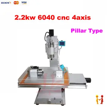 

Pillar type 2200W 4 AXIS CNC Milling Machine Mini CNC 6040 Router for wood marble metal stone