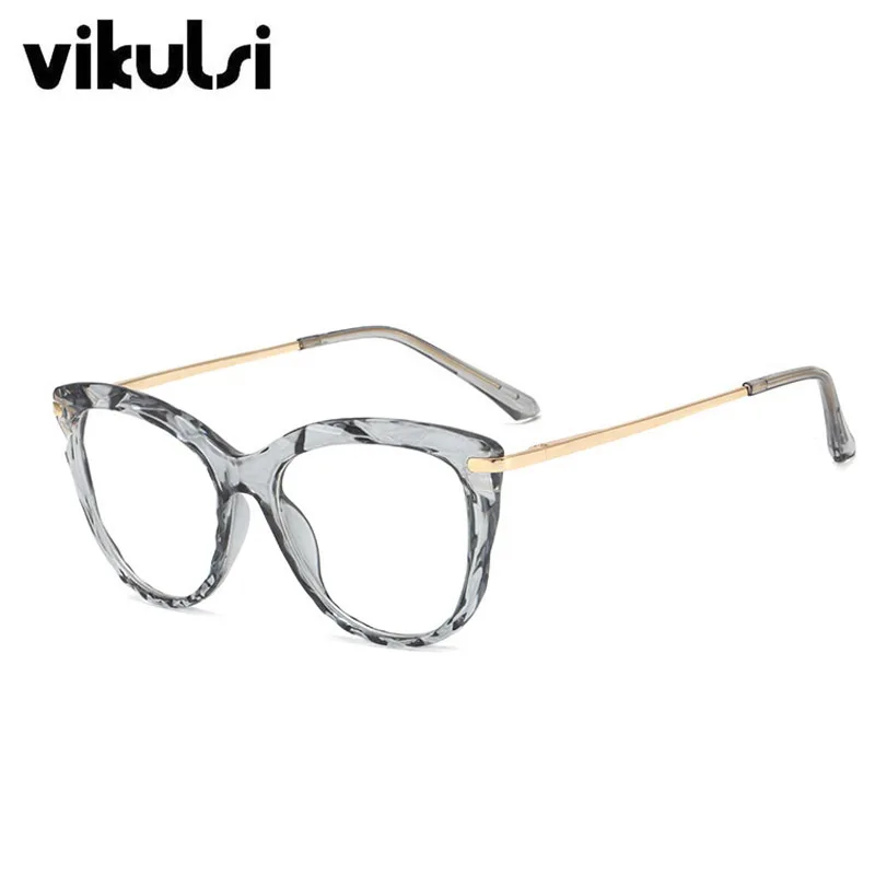 Crystal Transparent Clear Lens Glasses Women Luxury Vintage Retro Cat Eye Glasses Ladies Anti-blue light Computer Optical Frames - Цвет оправы: E429C3 grey