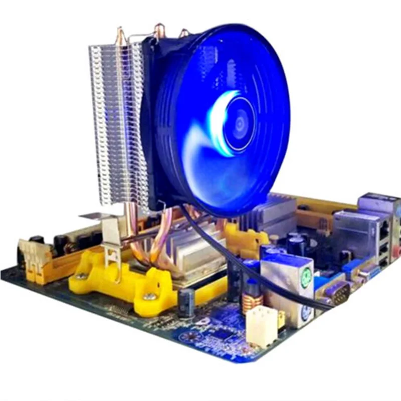 Тихий светодиодный 3Pin кулер для процессора с двойным вентилятором для Intel LGA775 1156 1155 AMD