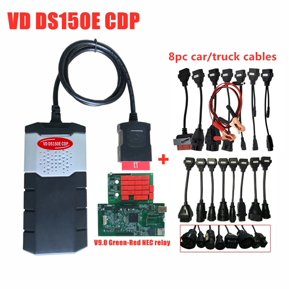 v9.0 доска vd ds150e cdp с bluetooth. R0/. R3 OBD2 сканер инструмент для delphis+ полный 8 автомобилей/грузовиков Кабели - Цвет: without bluetooth