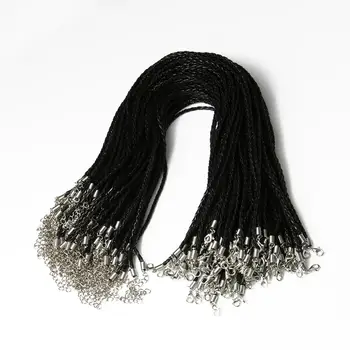 

10pcs Black Twisted Cotton Silk Chains Adjustable Braided Rope With Lobster Clasp String For Jewelry DIY Necklace Pendant