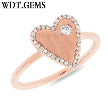 

10K Rose Gold Heart Diamond Ring Floating Round Womens Cocktail Statement Love