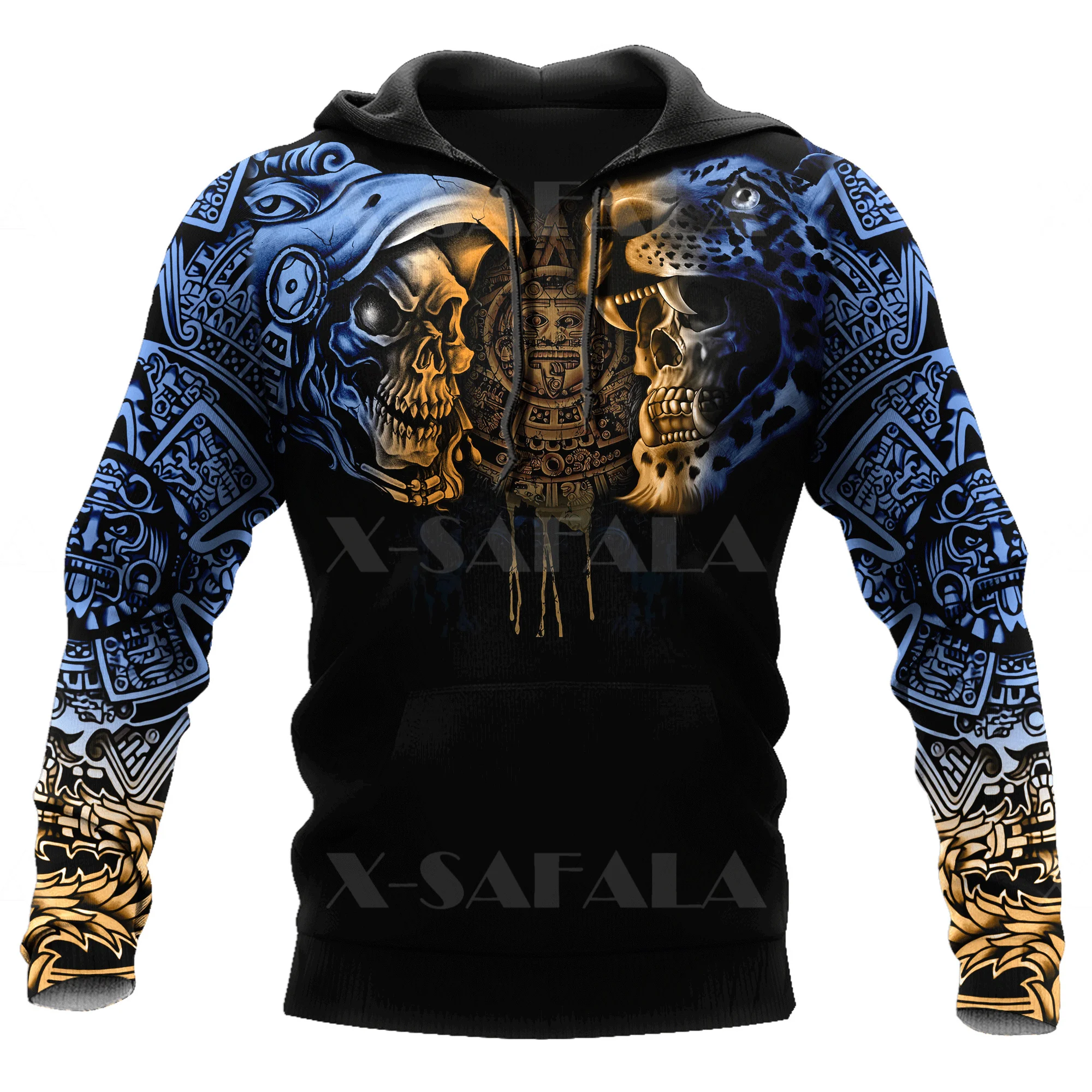 Aztec Print Hoodie Men Mexican Print Sweatshirt Sweatshirt Mexican
