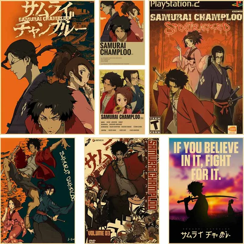 Постеры из крафт-бумаги в стиле ретро постеры японских приключений аниме Самурай