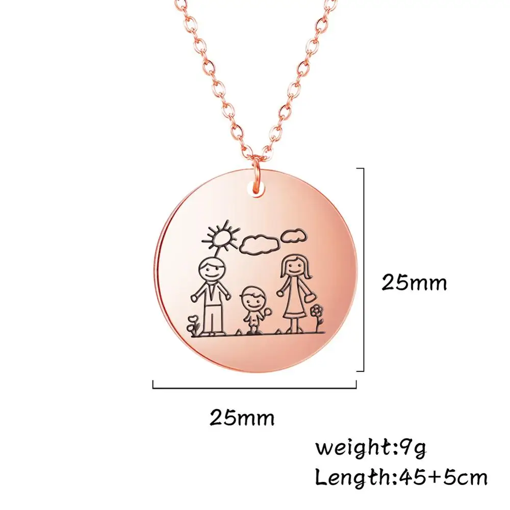 My Shape Love Family Hand in Hand Necklace Father Mother Son and Daughter Sun Cloud Balloon Windmill Stainless Steel Chain Gift