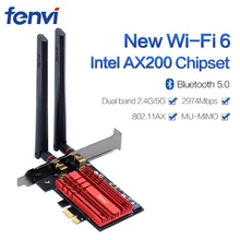 Adaptateur WiFi sans fil à double bande, 2400 Mbps, PCIe de bureau sans fil Intel AX200, carte 802.11ax, 2.4G/5 Ghz, Bluetooth, 5.0 PCI Express, adaptateur WiFi sans fil(China)