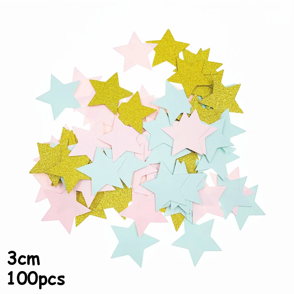 Colorful Star 2 100 шт в форме звезды Сверкающее настольное конфетти 3 см блестящее розовое золото бумага конфетти коробка украшения подарок наполнитель свадебные принадлежности - Цвет: Colorful Star 2