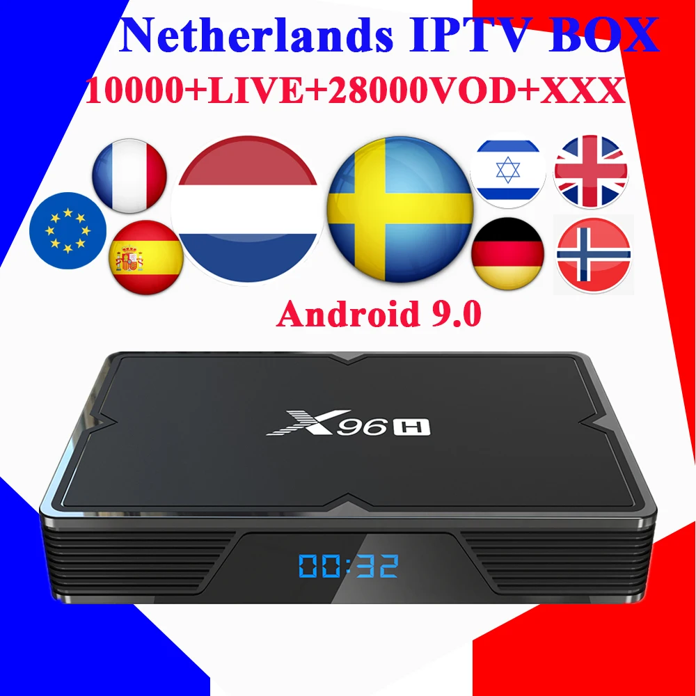 X96h android 9,0 tv box+ голландские, французские iptv подписки Испания Швеция Германия Бельгия английский Португалия Польша 4k приставка