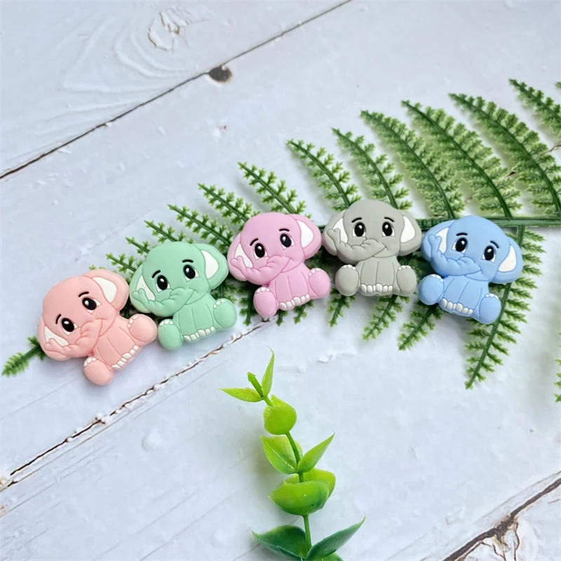 10PCS BPA 무료 코끼리  실리콘 구슬 음식 학년  간호 Teether 장난감 액세서리에 대 한 귀여운 Teething 구슬