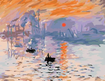 

Frameless impressed hand painting landscape painting murals decorative painting the impression of the sunrise G252