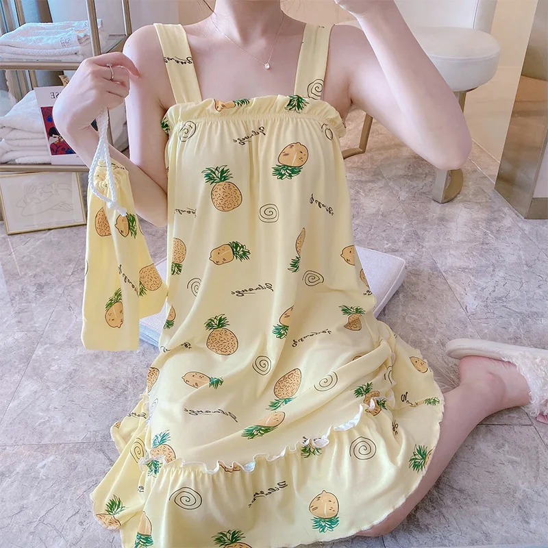 

2020Summer Women's Nightdress Sexy Suspenders Fresh and Sweet Home Service Sleep Tops Women Nightwear Sexy Sleepwear Night Gown