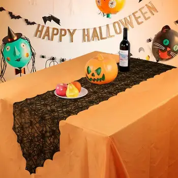 

Halloween Table Cloth Black Embroidered Lace Spiderweb Tablecloth Party Table Cover Party Banquet Home Decoration Table Cloth